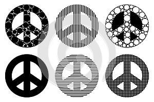 Collage of different peace signs