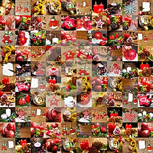 Collage of different photos of christmas decoration