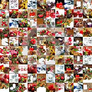 Collage of different photos of christmas decoration