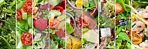 Collage of different salads. photo