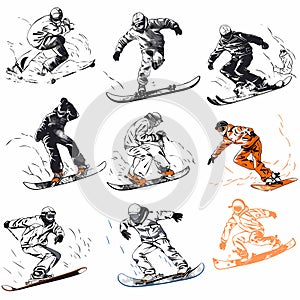 Collage Of Different Snowboarders