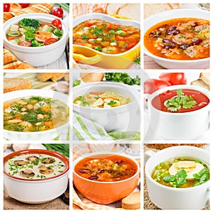 Collage of different soups