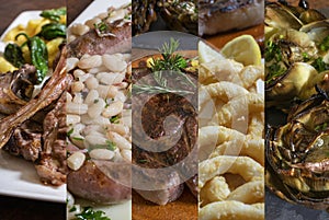 Collage of different traditional types of Spanish food