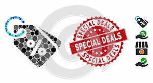 Collage Discount Tags Icon with Textured Special Deals Stamp