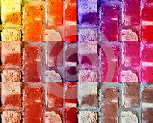 Collage Of Distressed halftone grunge colourful  texture -texture of concrete floor background for creation abstract photo