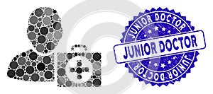 Collage Doctor Icon with Grunge Junior Doctor Stamp