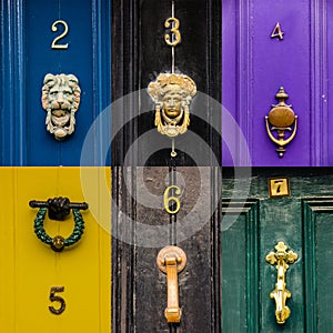Collage. Door knockers. Dublin. Ireland