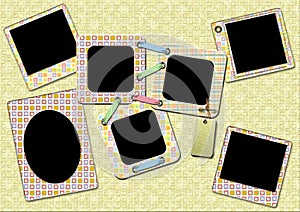 Collage from empty photo frameworks.