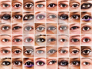 Collage of eyes images of women of different ethnicities photo