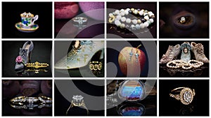 Collage Of Fashionable Jewelry