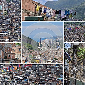 Collage of Favela Rocinha. Rio De Janeiro. Brazil. photo