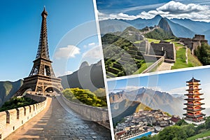 Collage features iconic landmarks across the world