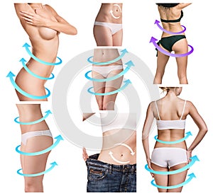 Collage of female body with the arrows