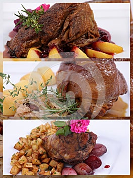 Collage of a fine dining meal
