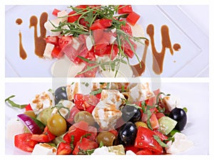 Collage of a fine dining meal