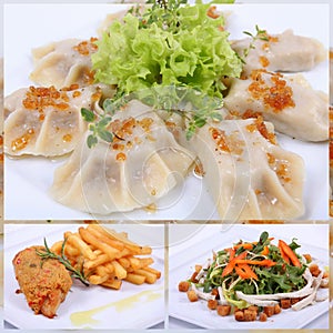 Collage of a fine dining meal