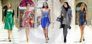 Collage five fashion young women