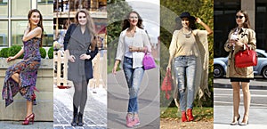 Collage five fashion young women