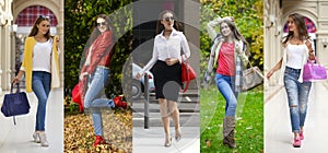 Collage five fashion young women