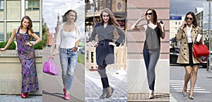 Collage five fashion young women