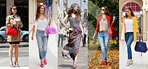 Collage five fashion young women