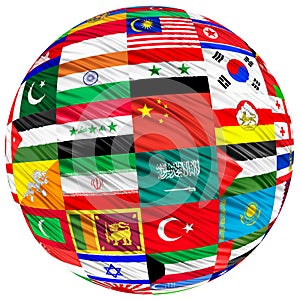 Koláž z vlajky z asijský země 