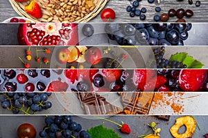 Collage of food rich with antioxidants resveratrol