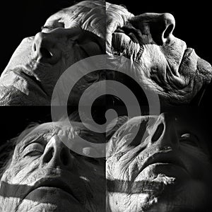 Contemplative Elderly Portraits Quad photo