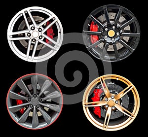 Collage of Four car rims.