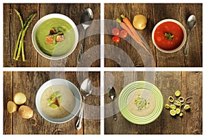 Collage of four different soups photo