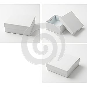 White rectangular boxes isolated on white background