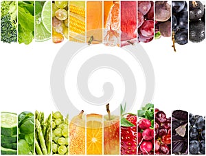 Collage of fresh fruits and vegetables