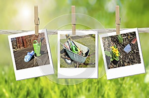 Collage garden time photo clothespin