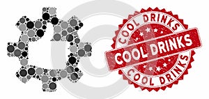Collage Gear Thumb Up with Scratched Cool Drinks Stamp