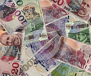 Collage of Gerorgian Lari banknotes