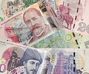 Collage of Gerorgian Lari banknotes