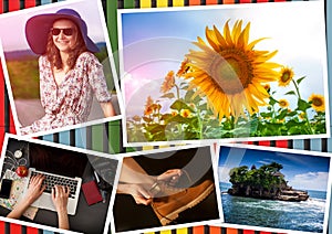 Collage with girl and travel theme