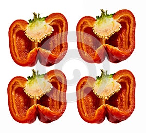 collage with half a red bell pepper