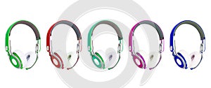 Collage of headphones different colors