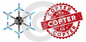 Collage Hexacopter with Scratched Copter Seal photo