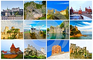 The collage from images of most popular castles of Europe
