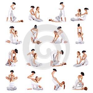 A collage of images with women on Thai massage