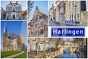 Collage of interesting sights in the Frisian city of Harlingen