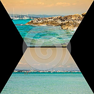 Collage of island Formentera, Spain. Europe