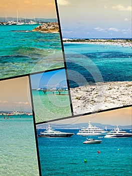 Collage of island Formentera, Spain. Europe