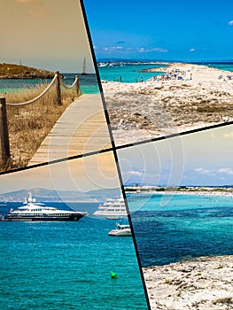 Collage of island Formentera, Spain. Europe