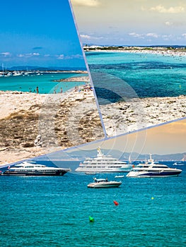 Collage of island Formentera, Spain. Europe