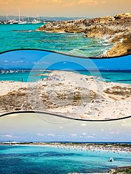 Collage of island Formentera, Spain. Europe