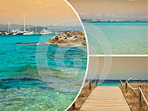 Collage of island Formentera, Spain. Europe