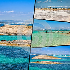 Collage of island Formentera, Spain. Europe